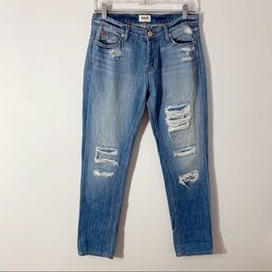 Hudson Leigh Distressed Boyfriend Button Fly Jeans Size 24